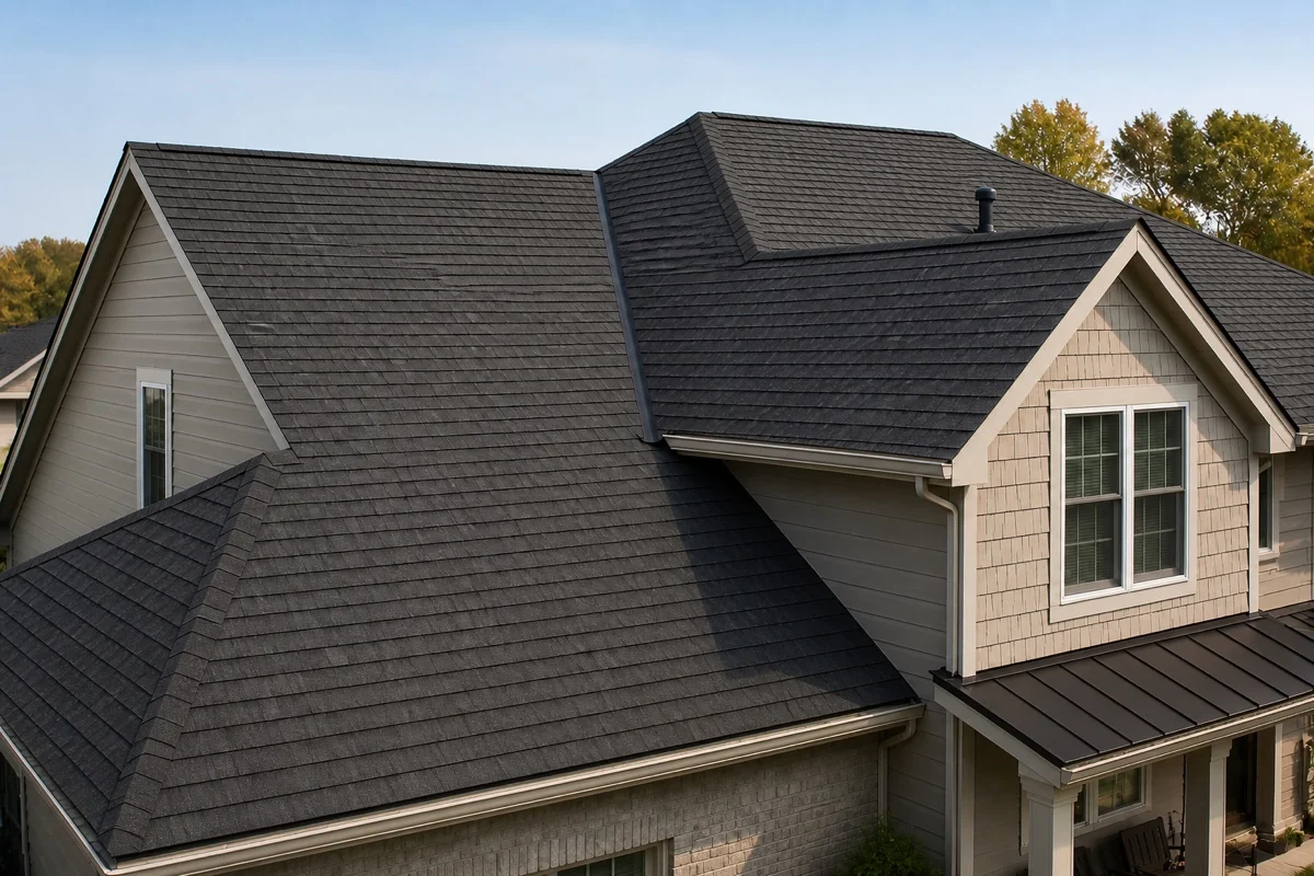 Architectural asphalt shingles installed on a residential roof